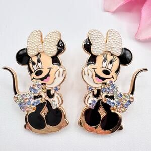 Baublebar x Disney Minnie Mouse Earrings In Bow & Dress Rhinestones Cute Sweet